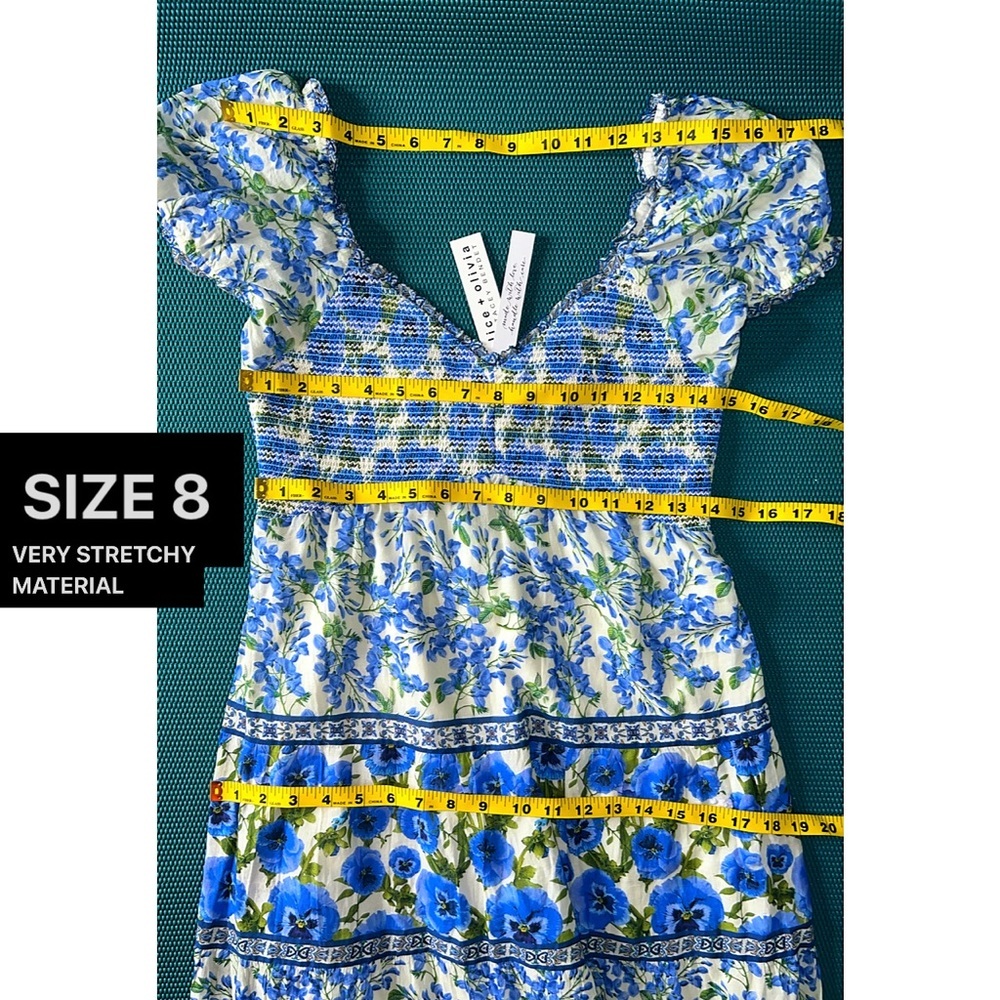 Alice + Olivia Rosalyn Floral Puff Sleeve Blue Maxi Dress - Picture 13 of 16